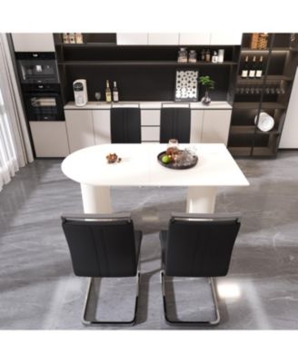 63" Cream MDF Dining Table & PU Chair Set