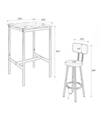 Bar table, equipped with 2 bar stools, with backrest and partition