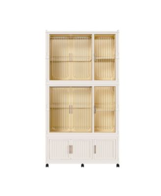 Portable Wardrobe Closet Organizer, 9 Cubes & 2 Rods, White