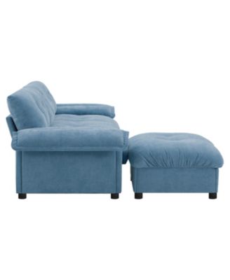 L-Shape Sectional Sofa w/ Ottoman, Charging, Cup Holder, Storage