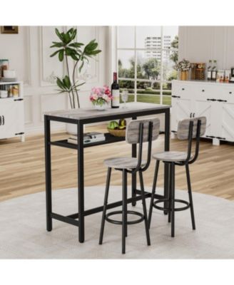 Streamdale Bar Table & 2 Stools Set, Space Saving Pub Dining