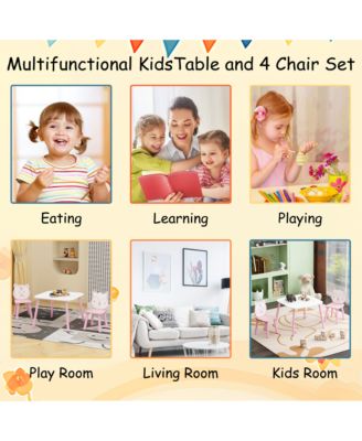 Streamdale Kids 3-Piece Table & Chair Set - Animal Backrest (Pink/White)