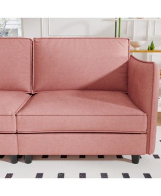 107.8" 3 Seater L-Shaped Sofa Couch with Ottoman & Pockets