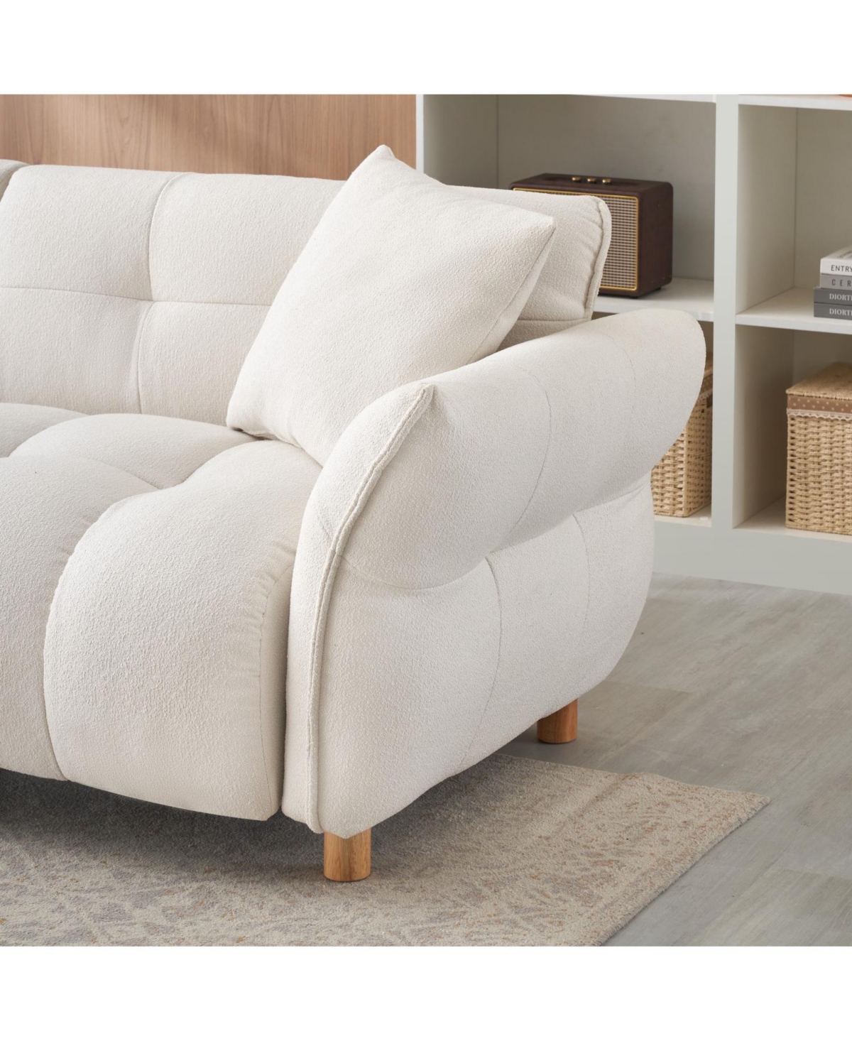 Streamdale Teddy Sofa Beige with Pillows - 93.7" - Apartment/Office/Living Room