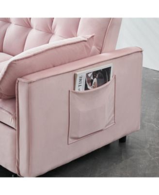 Modern Velvet Sleeper Sofa with Pillows & Pockets