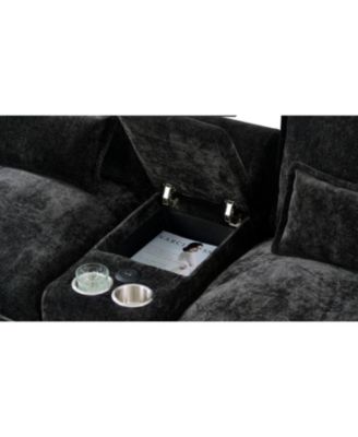  120" U-Shaped Sofa w/ Console Table, USB Ports & Pillows