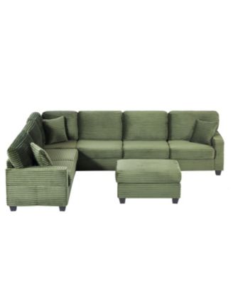 Streamdale U-Shaped Sectional Sofa with Ottoman & Storage - Green
