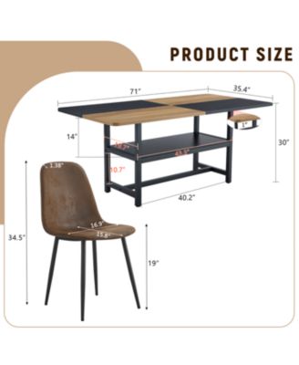 Streamdale Wooden Dining Table Set with 8 Brown Chairs