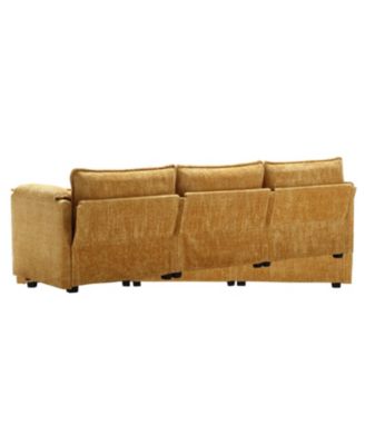 Oversized Chenille Sectional Sofa with Ottoman & Memory Foam