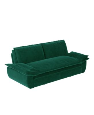 Queen Pull Out Sofa Bed, 3-in-1 Convertible Velvet Loveseat, Green
