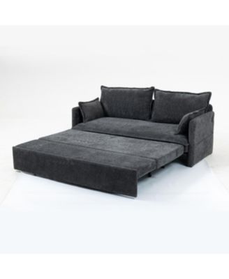 Pull Out Sofa Bed, Corduroy Sleeper Couch w/ Storage & USB Ports