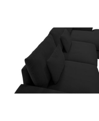 Streamdale Nordic L-shaped Flannel Sofa, Wooden Frame, Minimalist Living Room