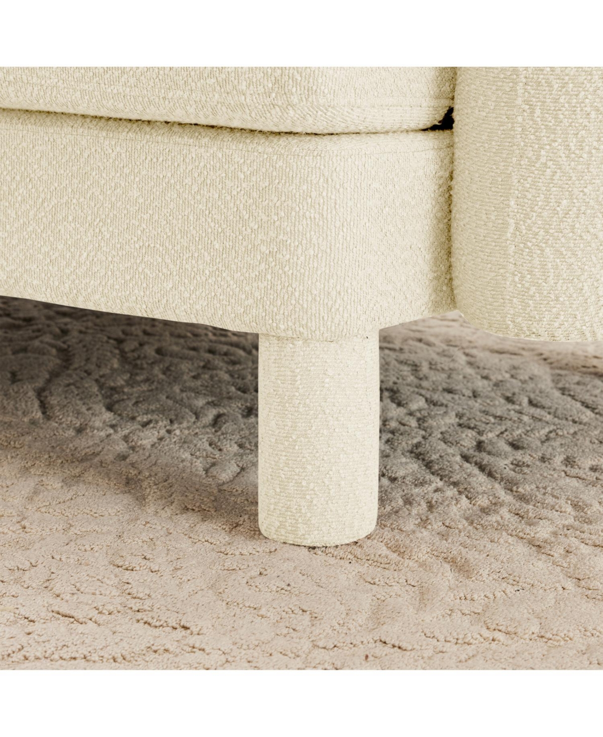 Streamdale Boucle U-Shape Sectional Sofa with Shell Armrests & Ottomans - Beige