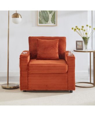 Fluffy Corduroy Lazy Sofa w/ Ottoman, Table & Storage