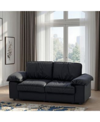 Black Faux Leather Storage Loveseat - Modern 2-Seater Sofa