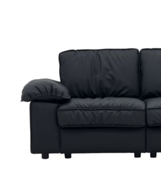 Black Faux Leather Storage Loveseat - Modern 2-Seater Sofa