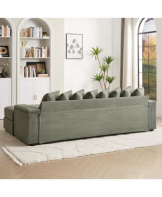 Corduroy L-Shaped Sectional Sofa with Chaise & Storage