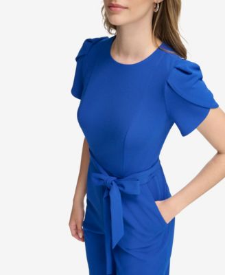 Women's Belted Tulip-Sleeve Jumpsuit