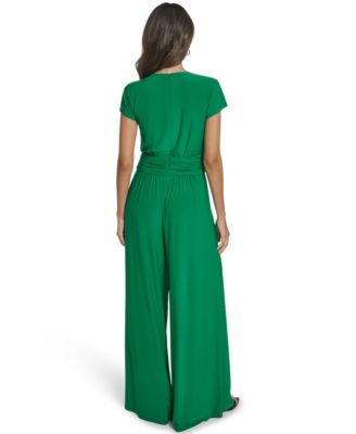 Women's Shirred Front V-Neck Jumpsuit