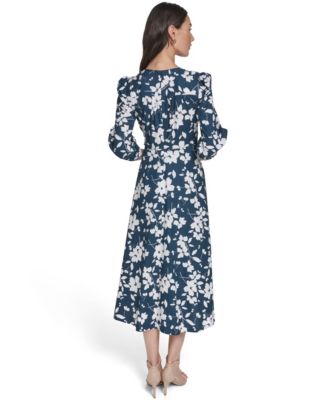 Women's Faux Wrap V-Neck Midi Dress