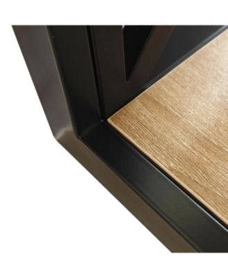 Modern End Table with Drawer - Natural Wood & Glass