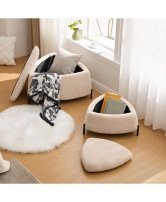 29.9" Wide Storage Ottoman Set with Metal Legs