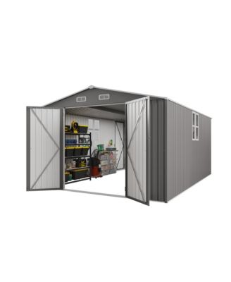 10x14 Metal Storage Shed, Lockable Doors, Window, All-Weather Shelter