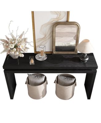 60" Black Farmhouse Console Table - Retro Entryway/Sofa Table