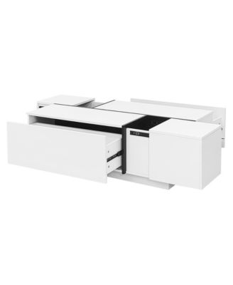 Extendable High-Gloss Coffee Table w/ Storage Drawers