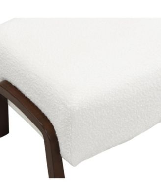 Upholstered Ottoman, Wooden Legs, Boucle