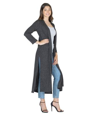 Women's Knit Three Quarter Bell Sleeve Open Cardigan Sweater