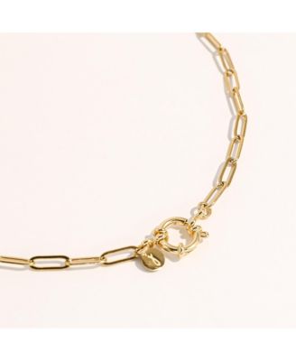 Gold-Plated Paperclip Chain Necklace with Toggle Clasp
