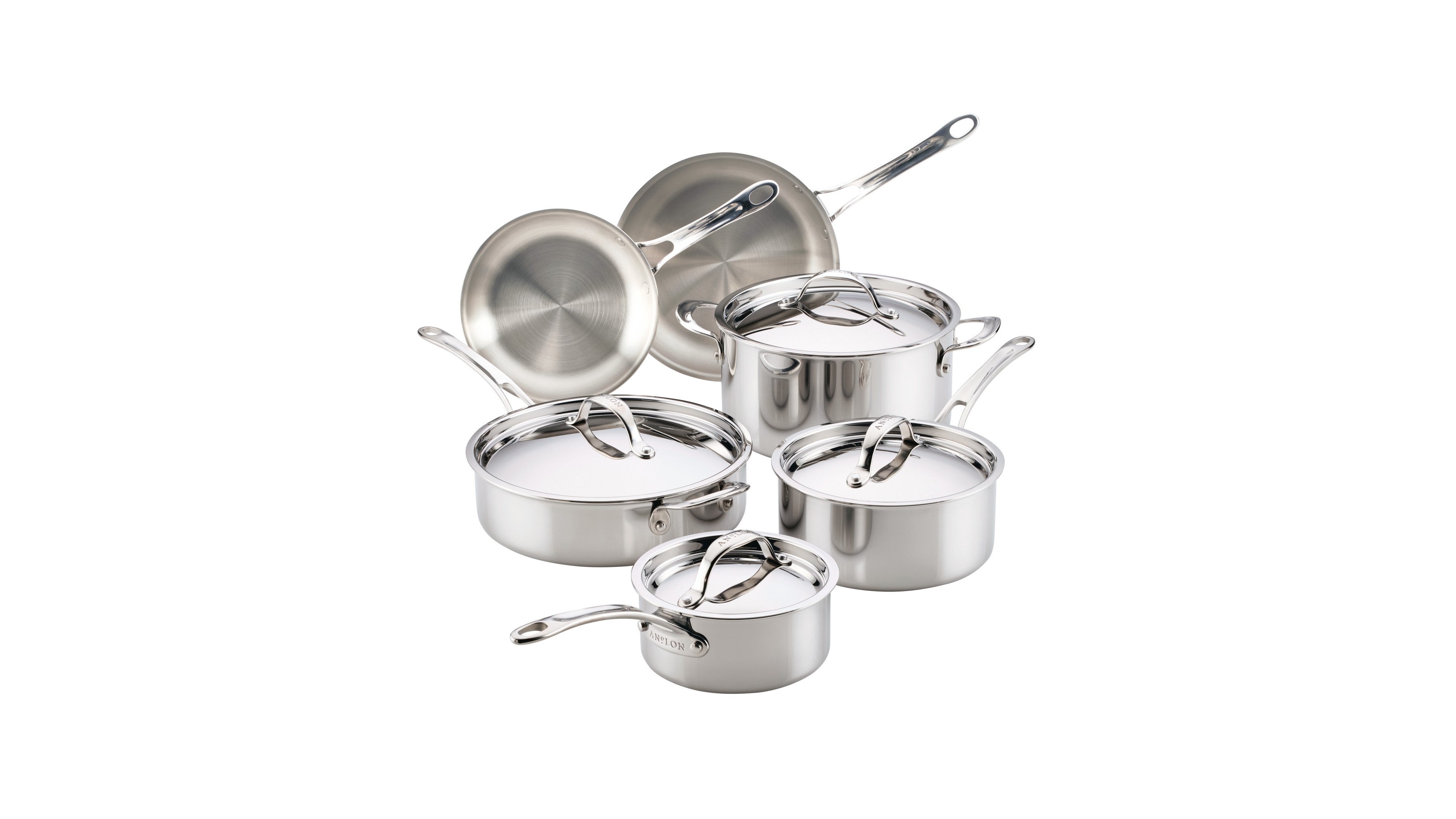 Anolon EverLast Stainless-Steel 10-Pc. Tri-Ply Clad Cookware Set
