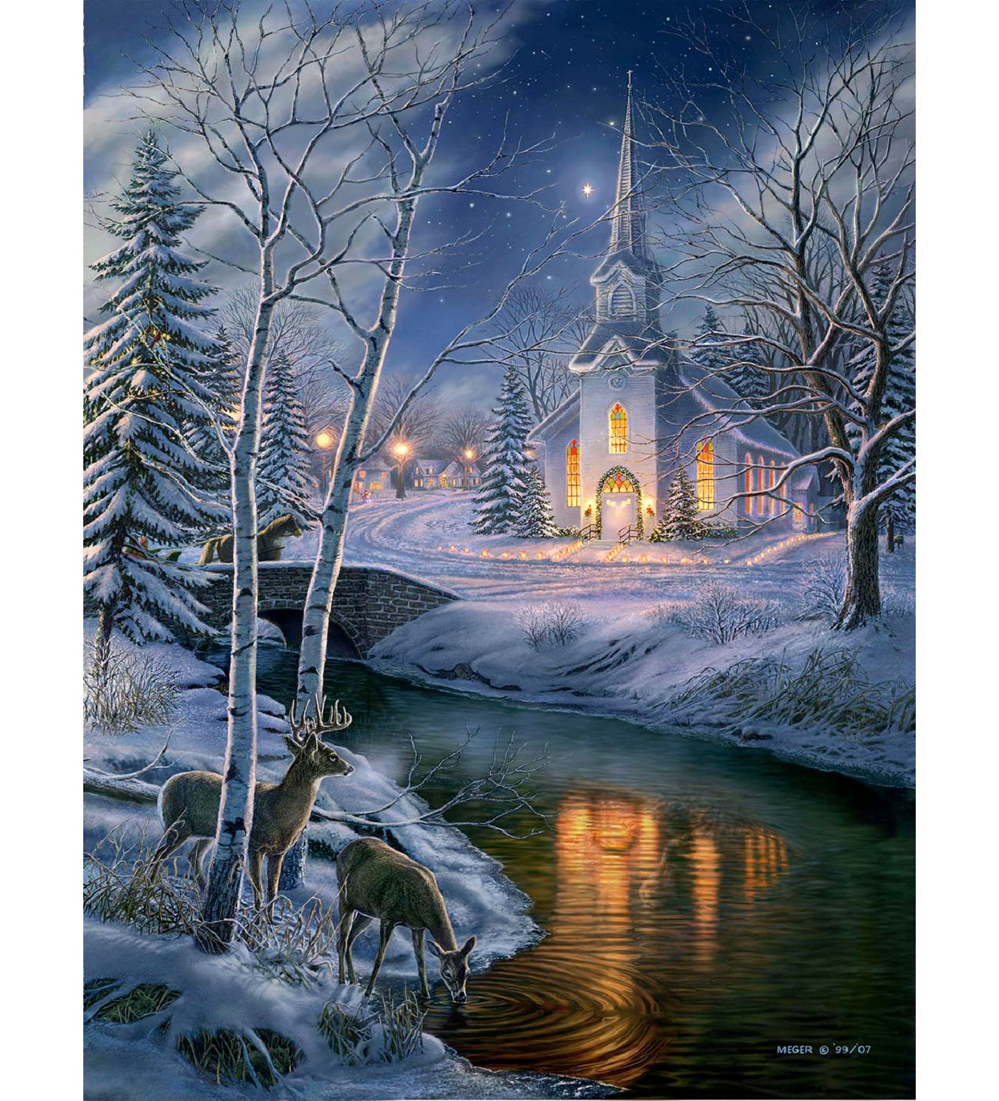 Детский пазл SunsOut O Holy Night 1000-Piece Interlocking Christmas Jigsaw Puzzle, Ages 15+ — фото 3