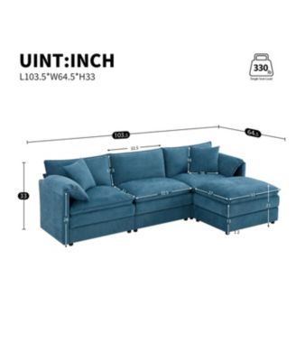 Chenille Modular Sectional Sofa with Ottoman
