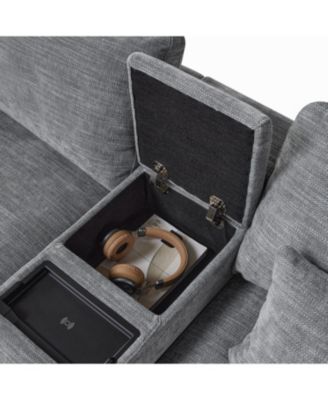 124" Modular Sectional Sofa w/ Storage, Ottoman, USB Charger