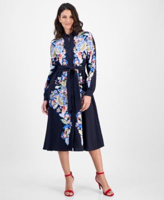 Women's Paisley Button-Down Midi Dress