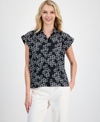 Women's Printed Point Collar Shirt