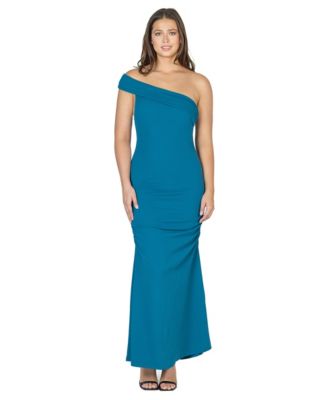Women's Formal One Shoulder Rouched Mermaid Maxi Dress