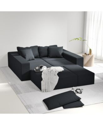  Modern Upholstered Sectional Sofa Couch Set, 132" L-Shaped
