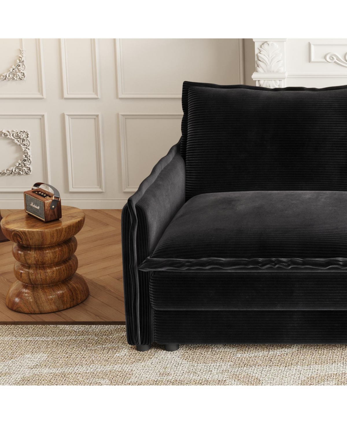 Streamdale Furniture Corduroy 3-Seater Cloud Couch with Footrests & Cushions