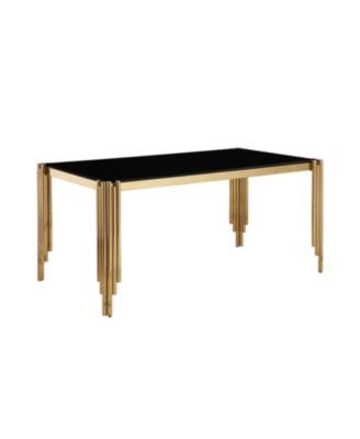 Streamdale 65" Rectangle Glass Dining Table with Gold Legs