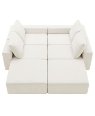 Modular U-Shaped Chenille Sectional Sofa with Ottomans