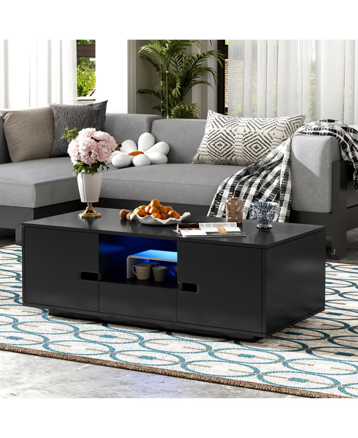 Streamdale Furniture Modern Coffee Table with Led Lights