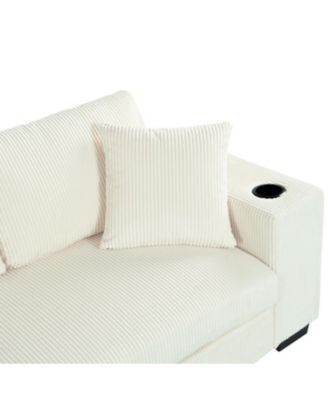 Large Sectional Sofa Thick Cushions Cup Holders & Charging