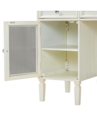 Vanity Desk Flip-Top Mirror Drawer Cabinet Oak