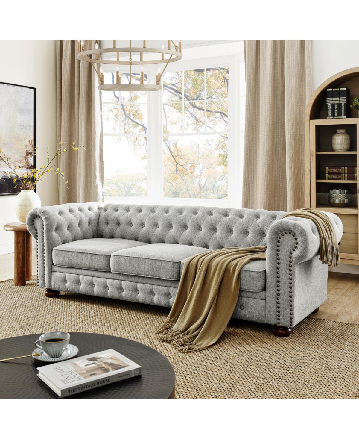 Streamdale Furniture Chesterfield Tufted Linen Sofa