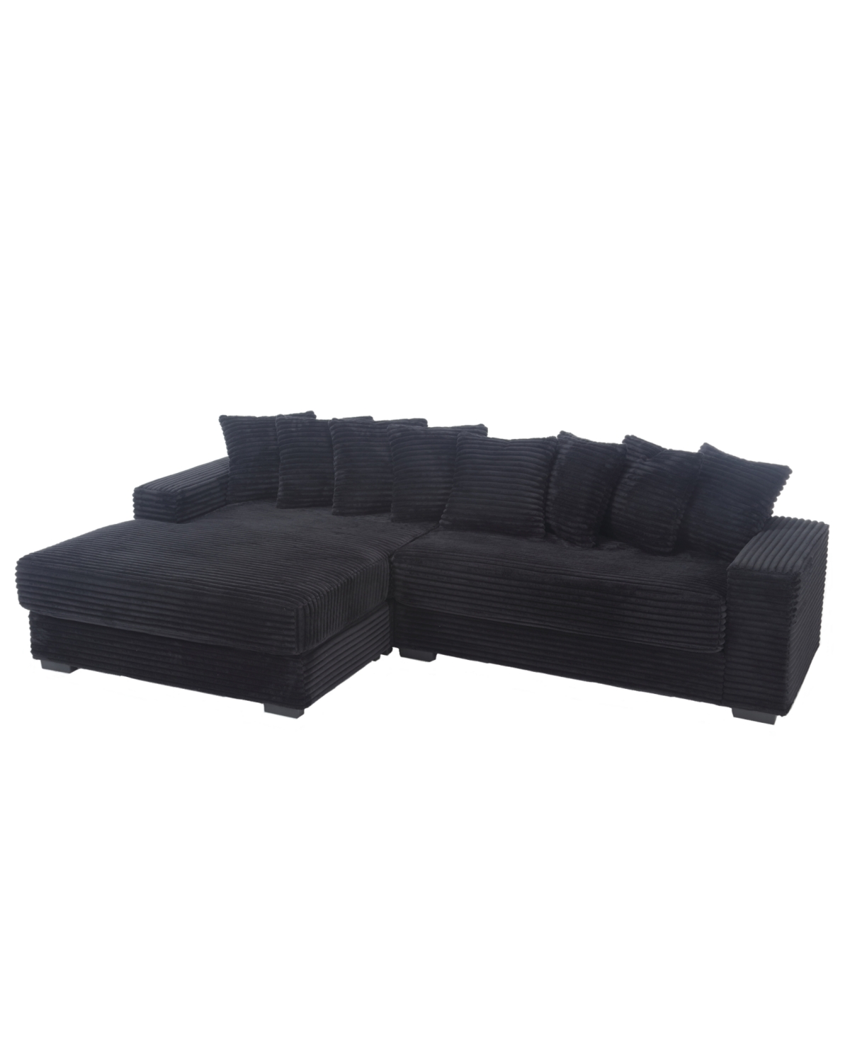 Streamdale Furniture Oversized Corduroy L Shaped Sofa with Chaise & 8 Pillows