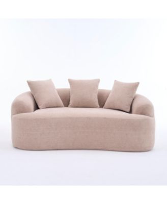 Warm Beige Chenille Loveseat Sofa