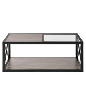 Industrial Glass & Wood Coffee Table